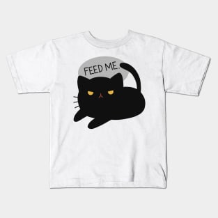 Cute Cat Design Feed Me | Kawaii Black Cat Illustration | Cat Lover Gift | By Atelier Serakara Kids T-Shirt